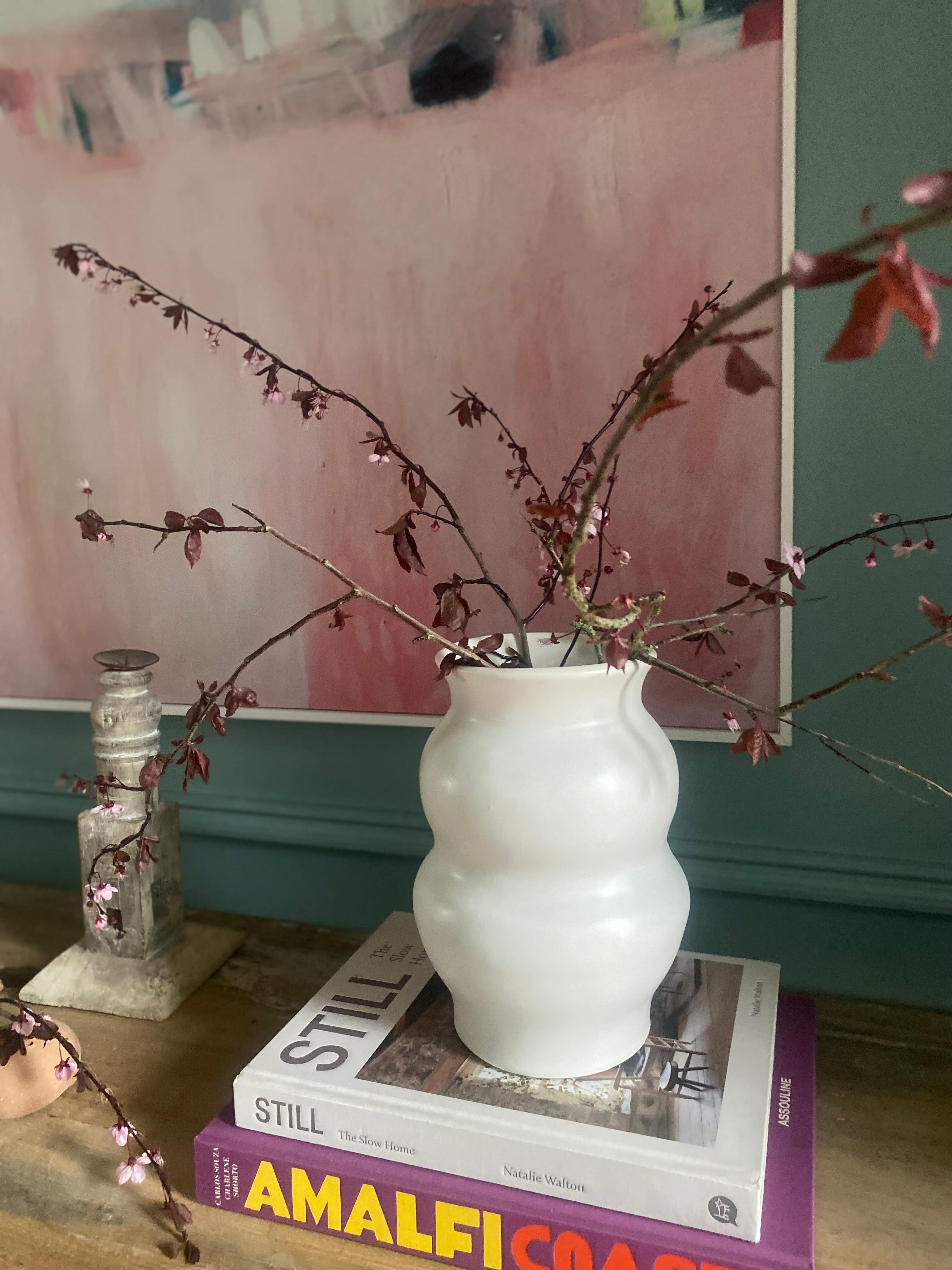 Matte White Ripple Vase