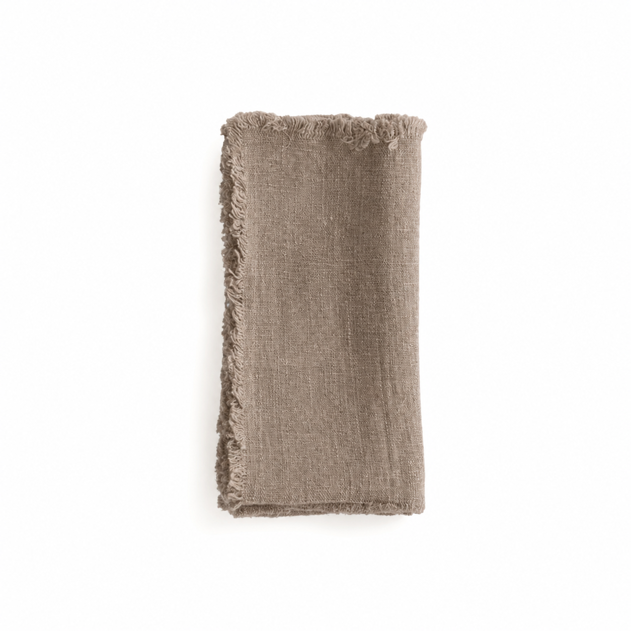 Pair Of Natural Linen Napkins With Fringes