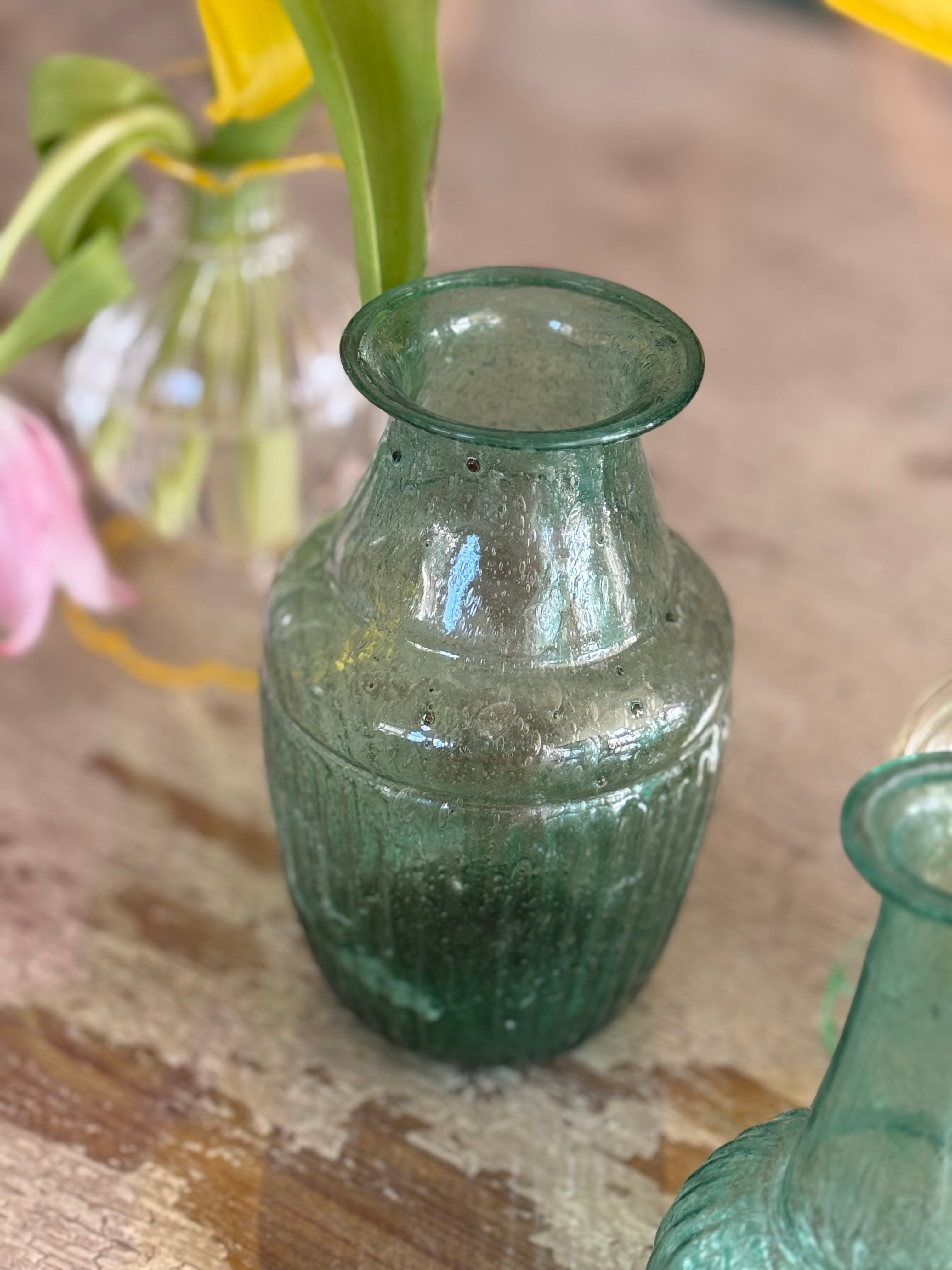 Green Glass Vase - Amber + Willow