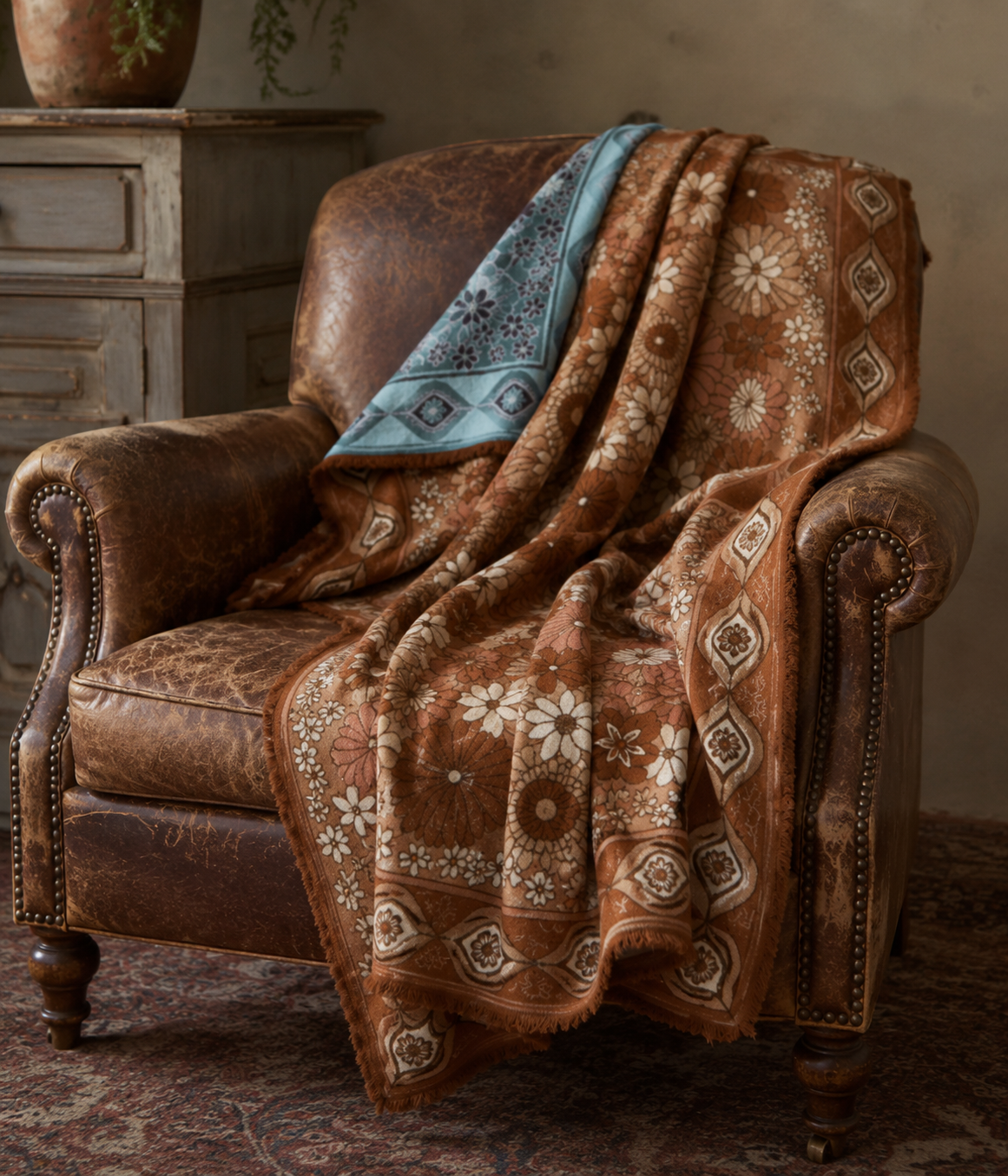Wandering Folk Copper Throw Blanket
