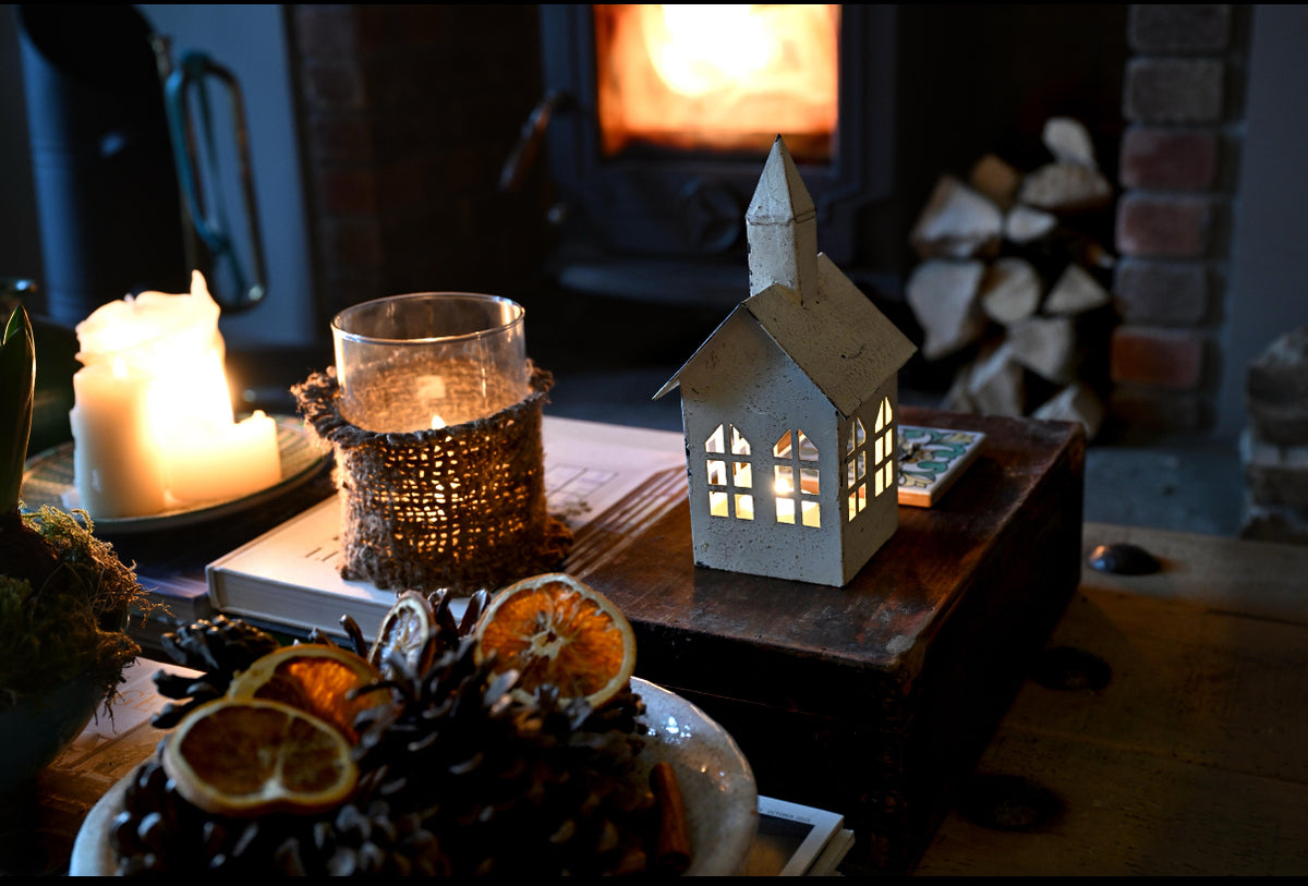 Large Candle Holder with Woven Cotton Case