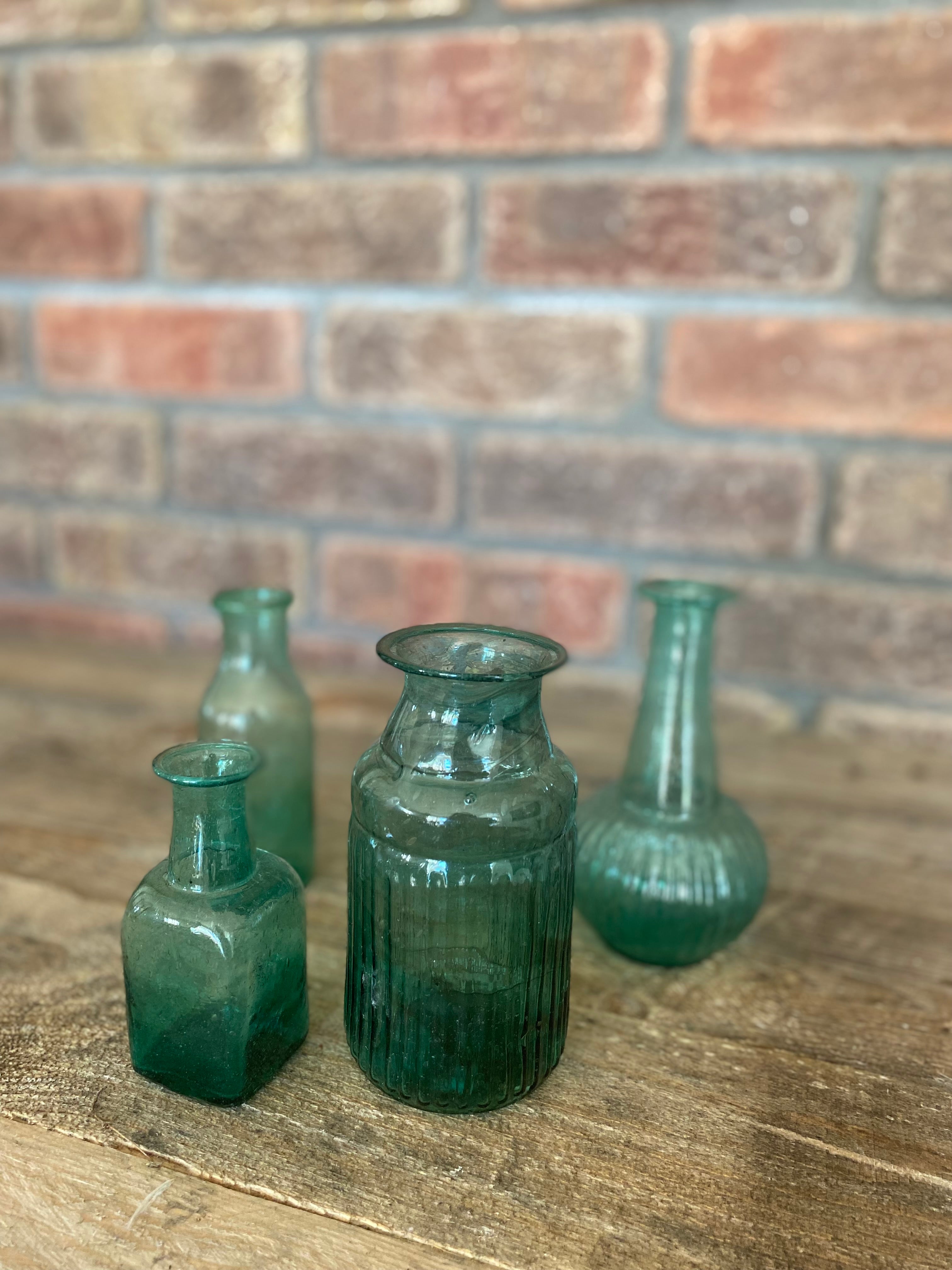 Recycled Ribbed Glass Vase - Amber + Willow