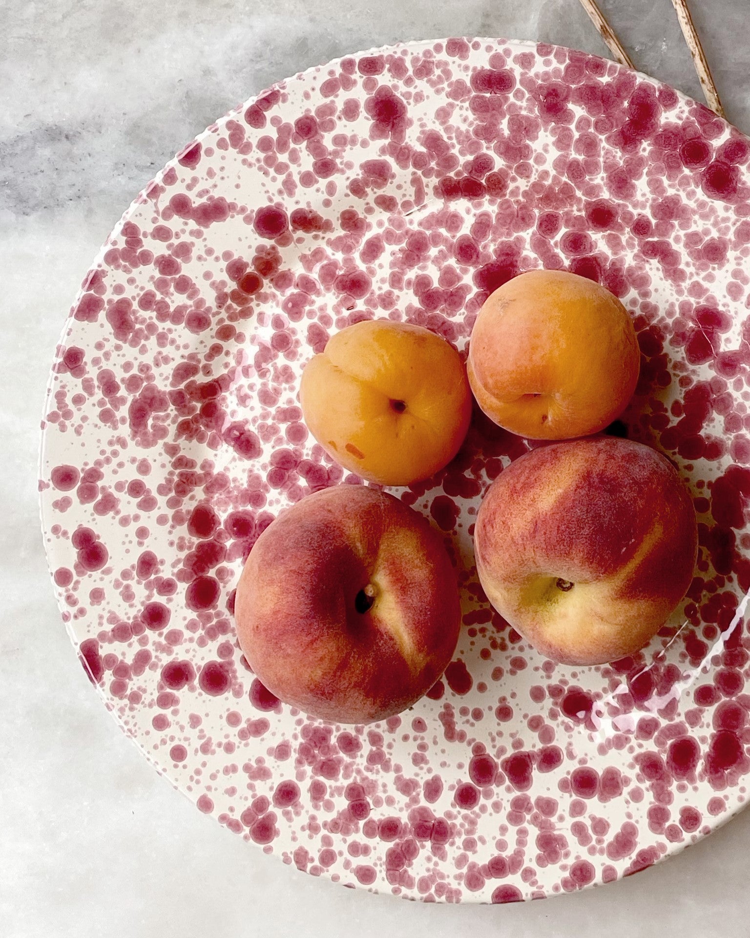 Italian ceramic cranberry splatter dinner plate