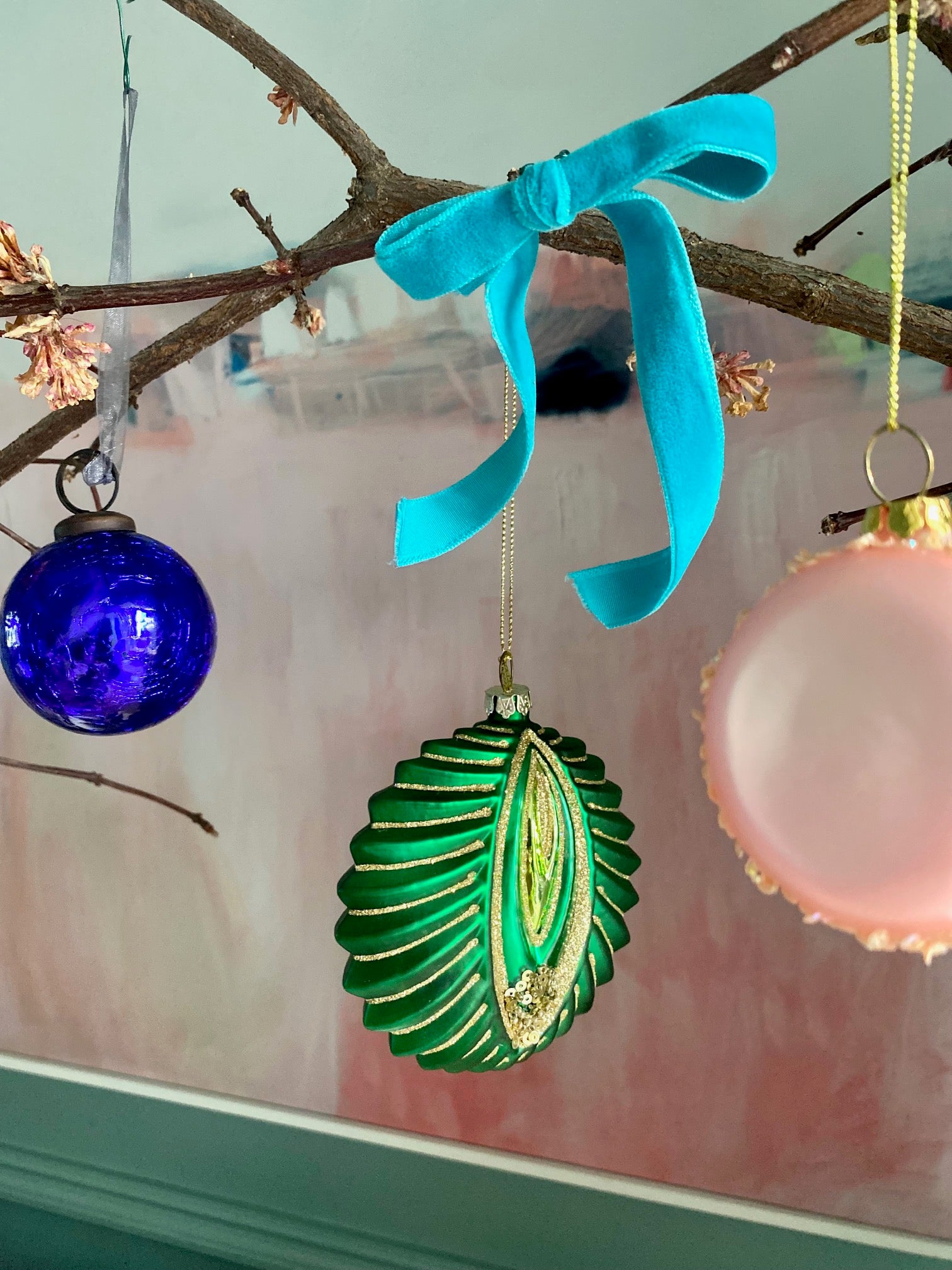 purple crackle glass bauble