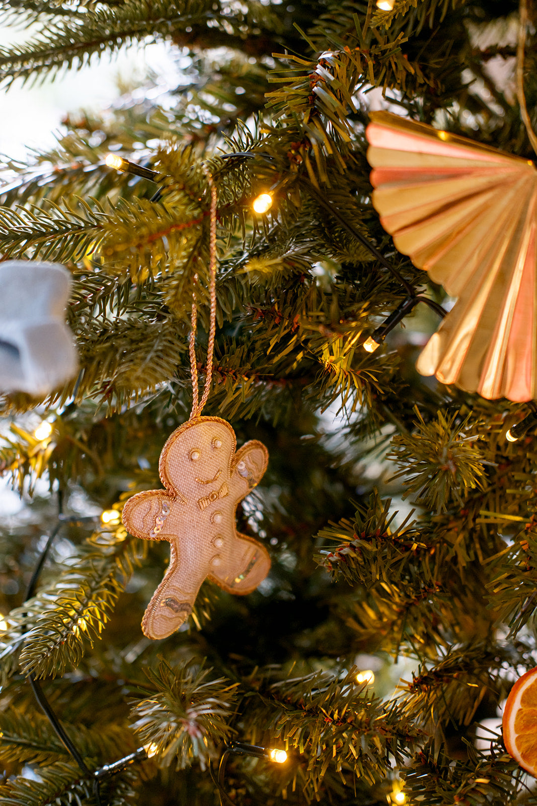 Irish Linen Gingerbread Man Tree Decoration