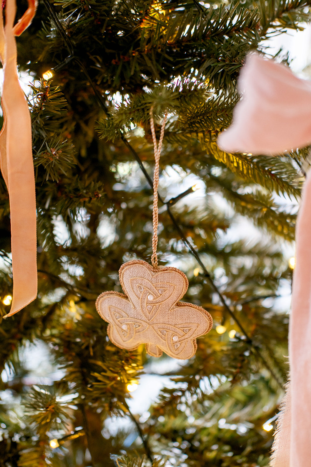 Irish Linen Shamrock Tree Ornament