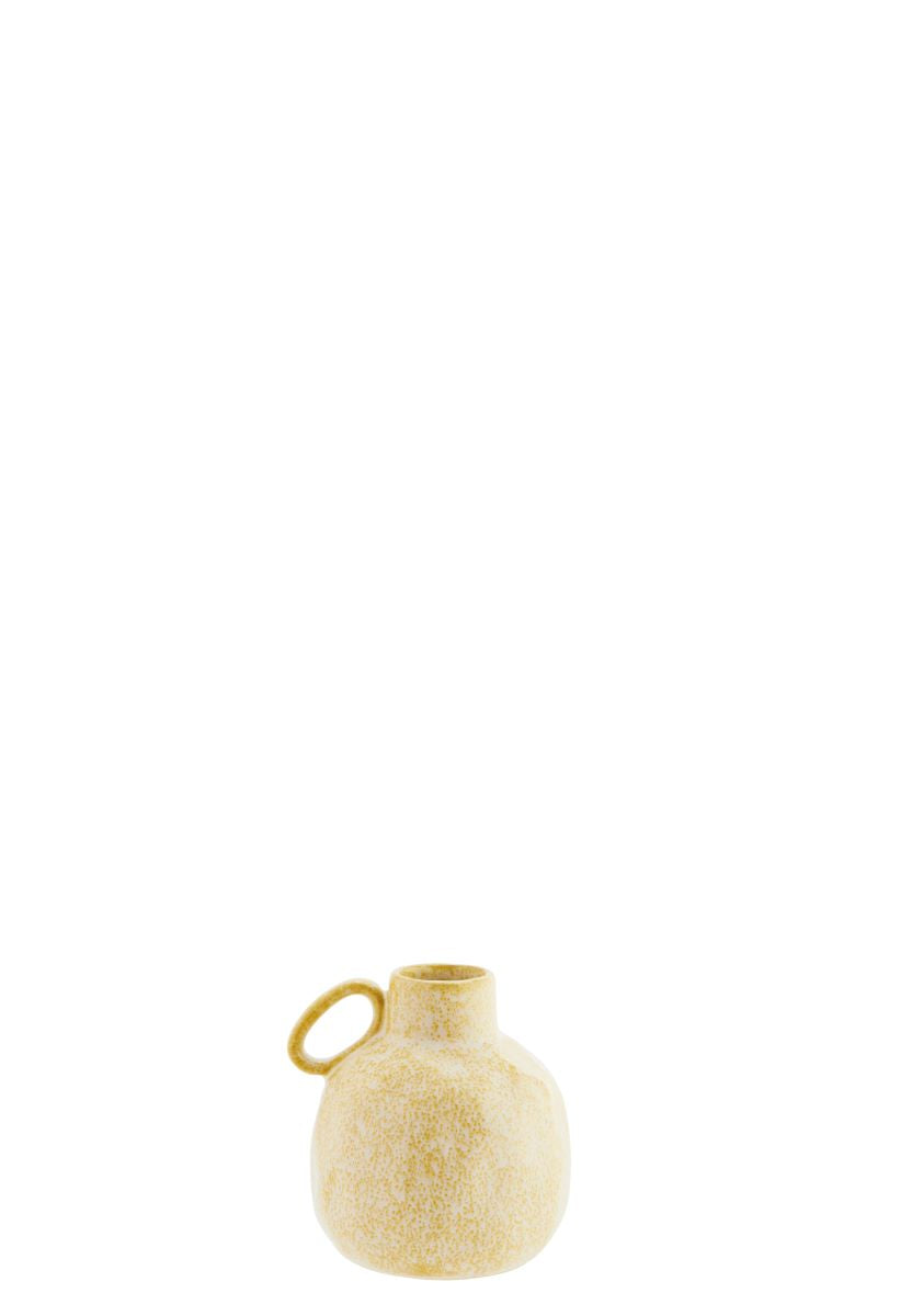 yellow ceramic bud vase with handle