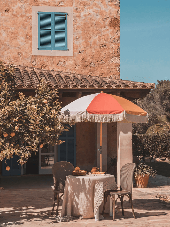 Small Retro stripe parasol, sunny peach