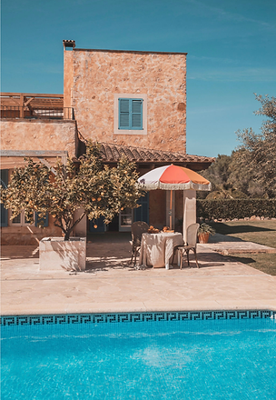 Small Retro stripe parasol, sunny peach