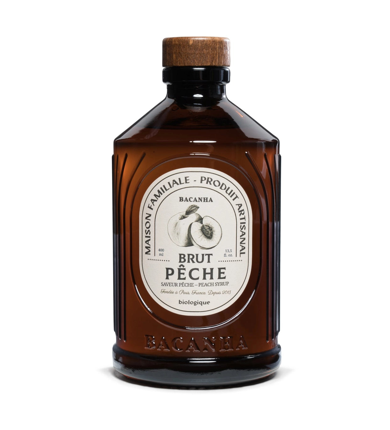 Bottle of Bacanha Brut Peche on what background