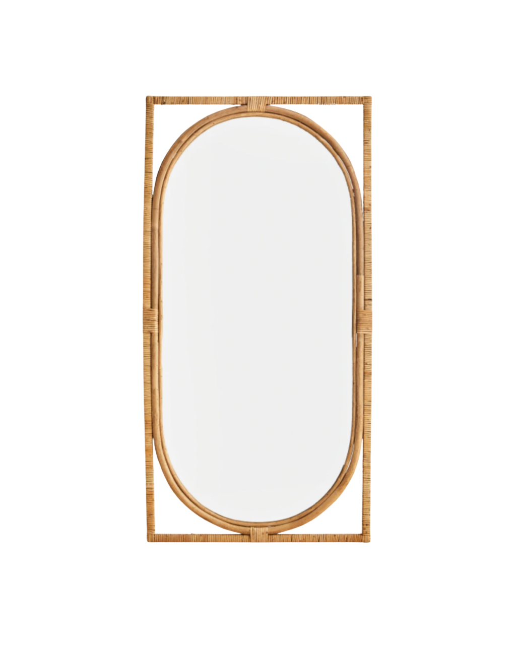 Full length rattan mirror