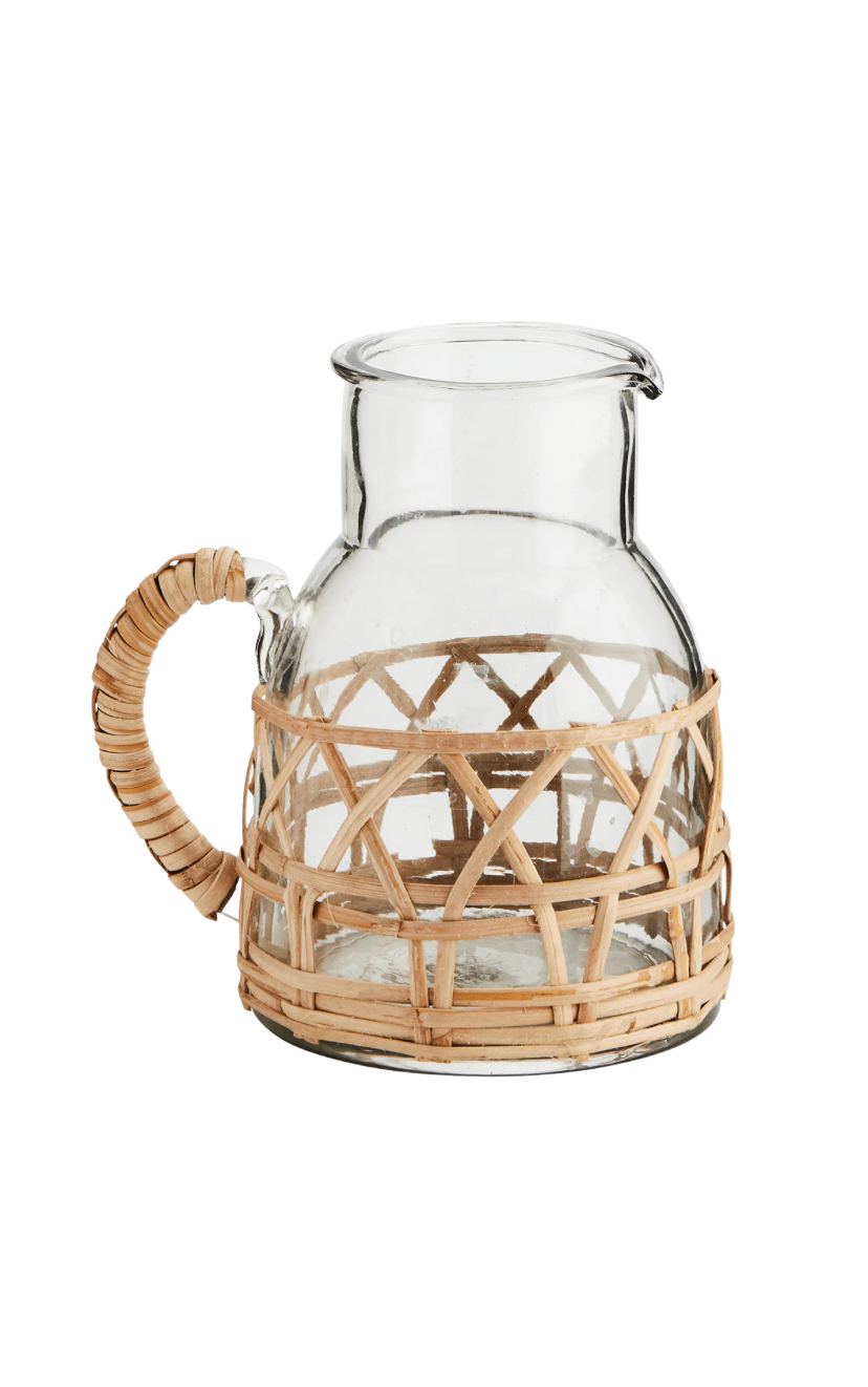 medium glass jug with cane holder