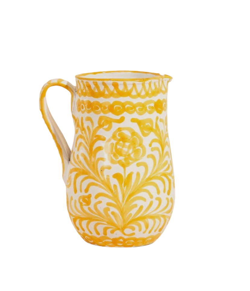 handmade yellow spanish ceramic pitcher