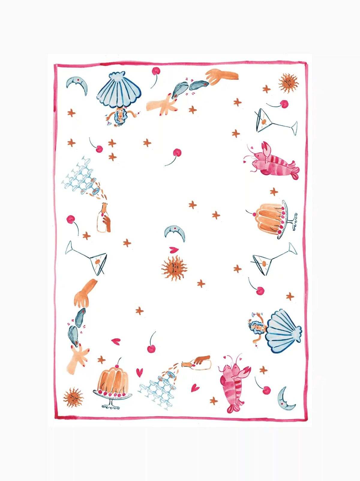 Hand Illustrated Linen Tablecloth