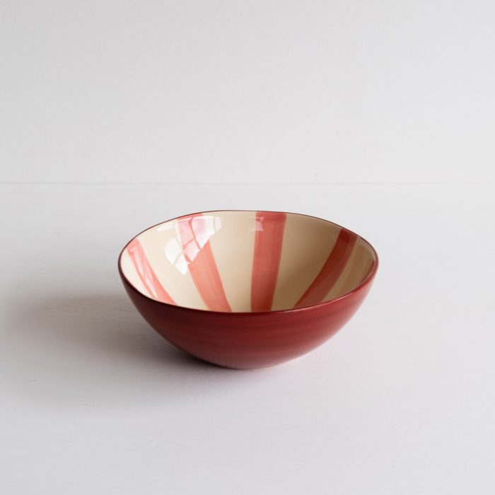 paprika cereal bowl with striped interior