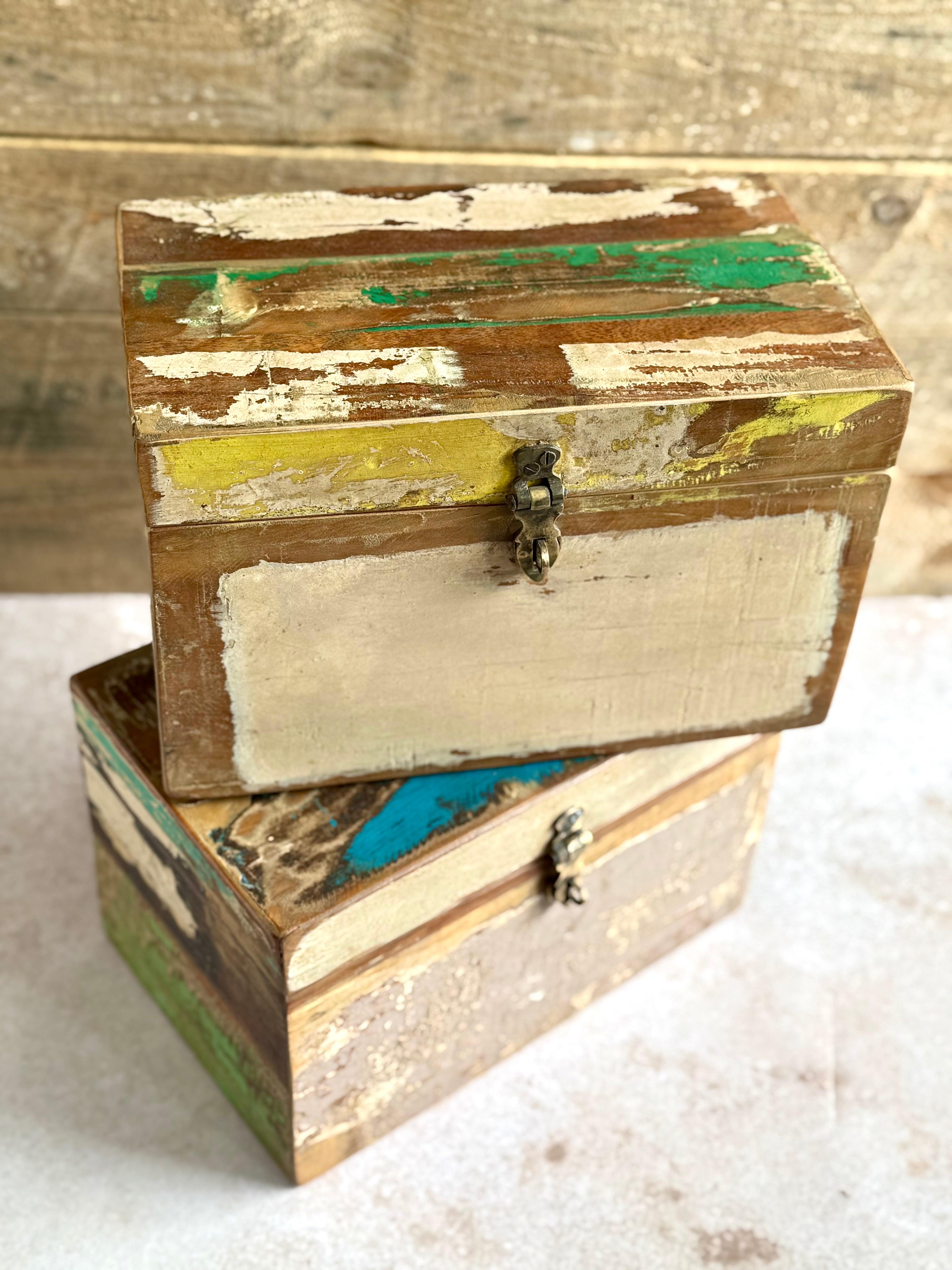 Reclaimed wood storage boxes from Amber and Willow