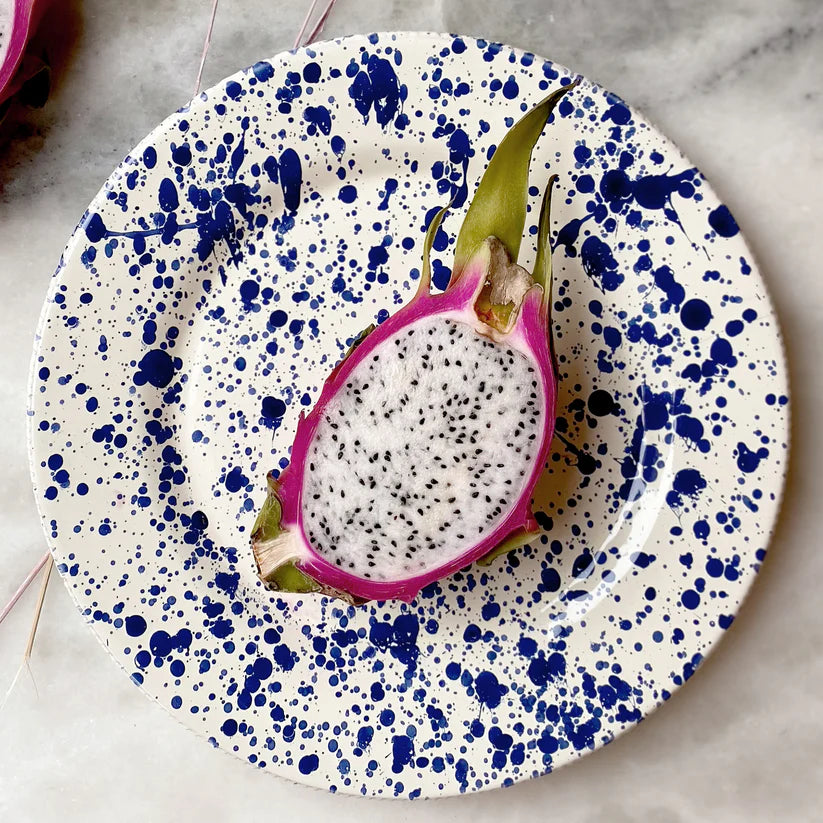 italian ceramic blue splatter dinner plate