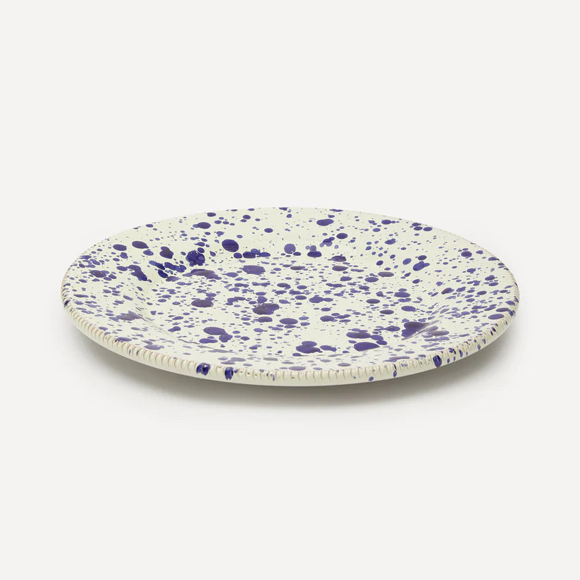italian ceramic blue splatter dinner plate