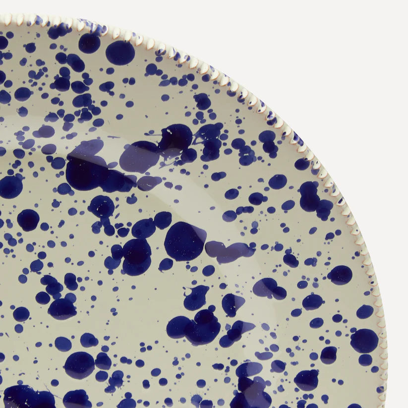italian ceramic blue splatter dinner plate