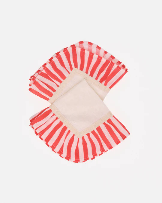 Cherry Red Stripe Napkins, Amuse La Bouche