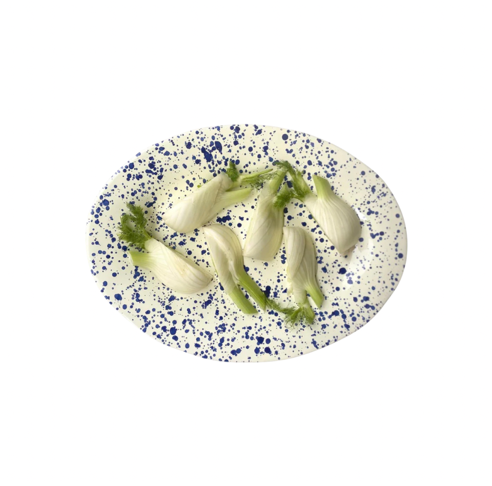 Italian Ceramic Splatterware Serving Platter, Blue - Amber + Willow