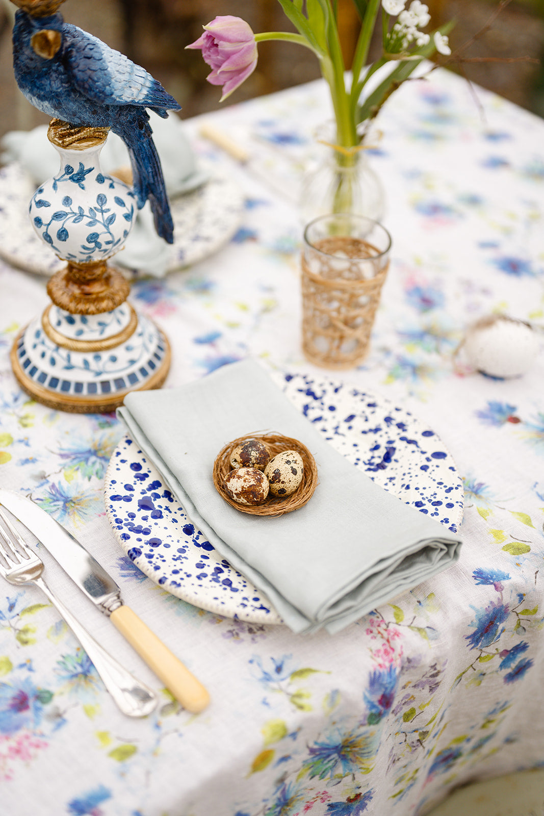 Spring Flowers Linen Tablecloth