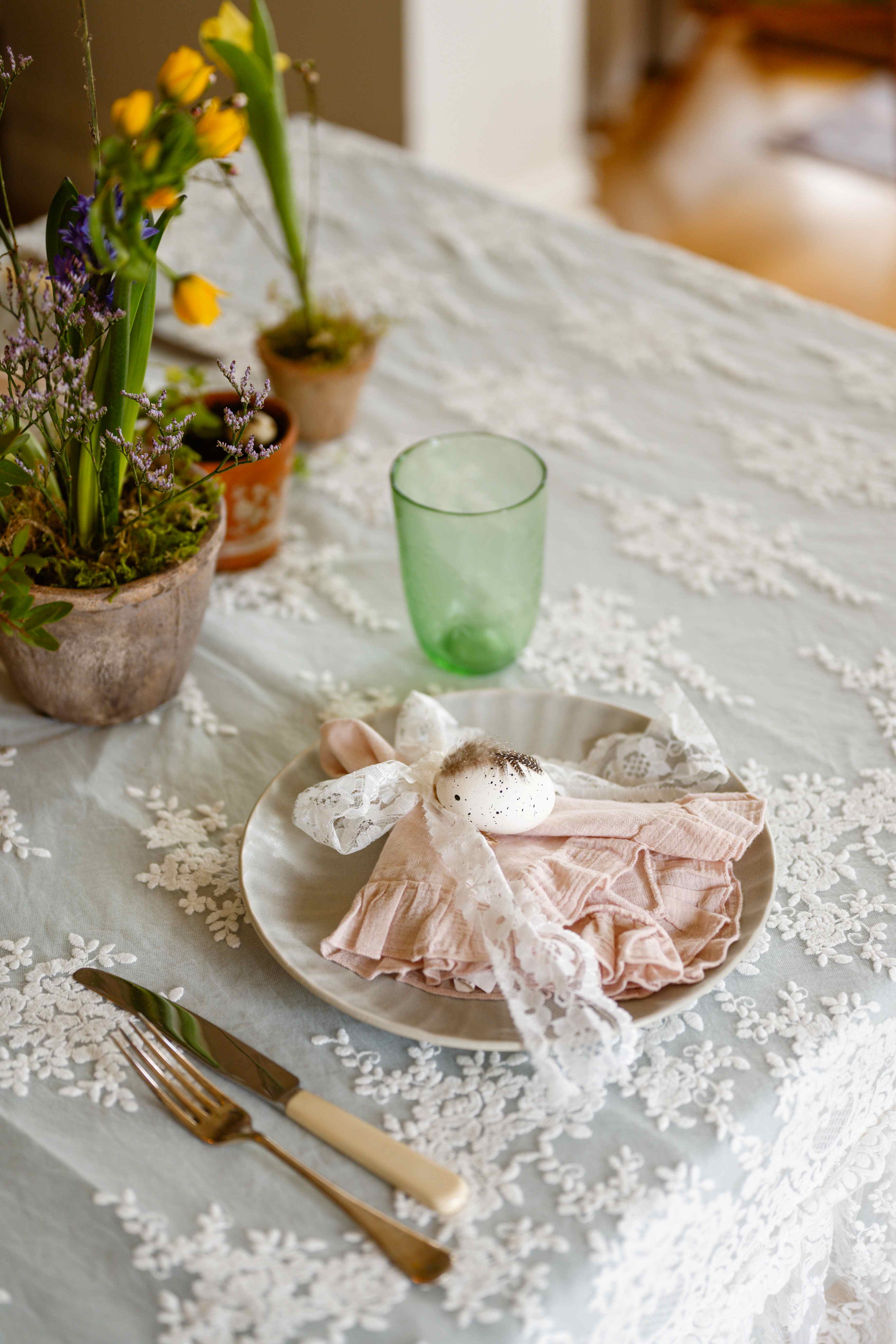 blush ruffle linen napkin