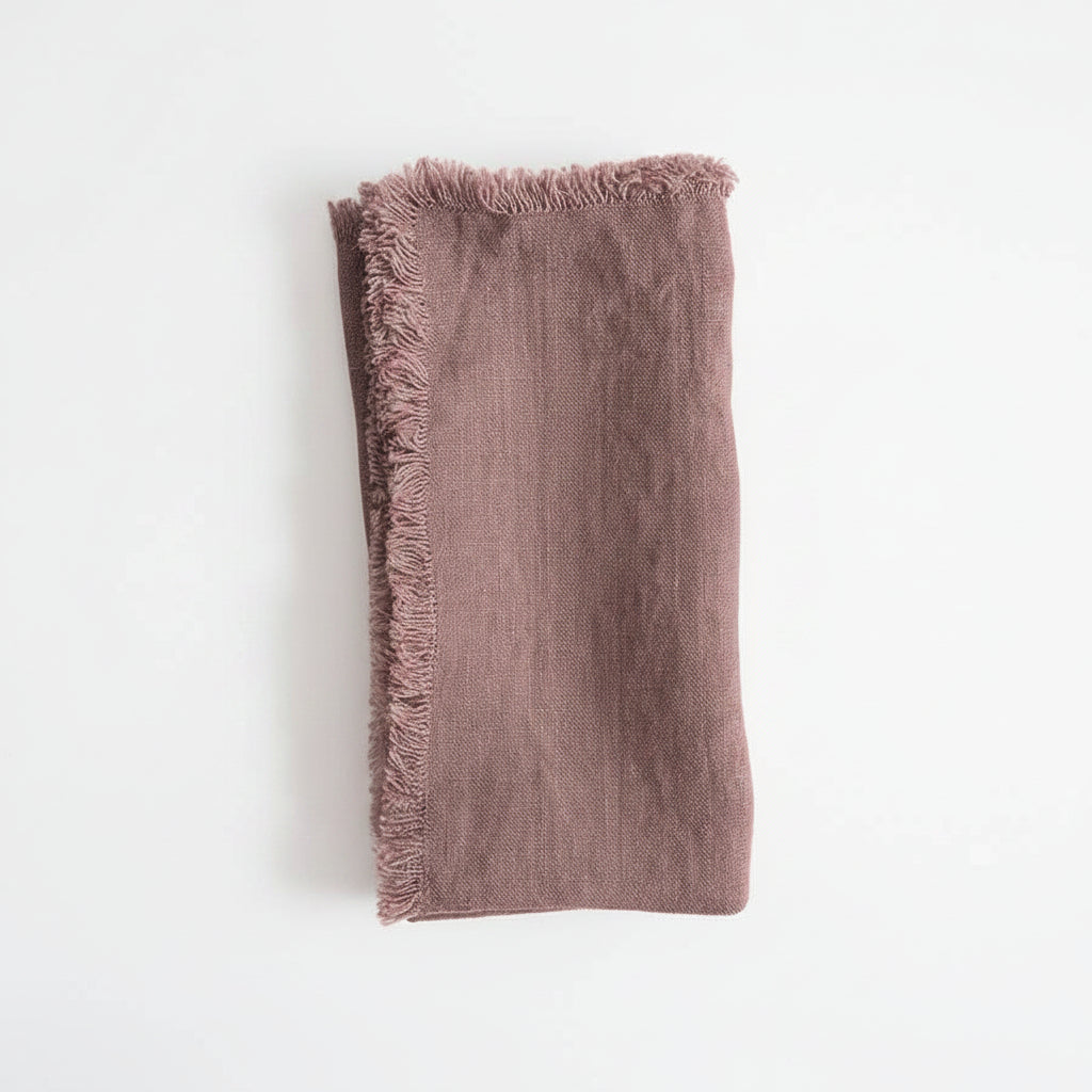 Linen Napkins With Fringes, Dusty Pink - Amber + Willow