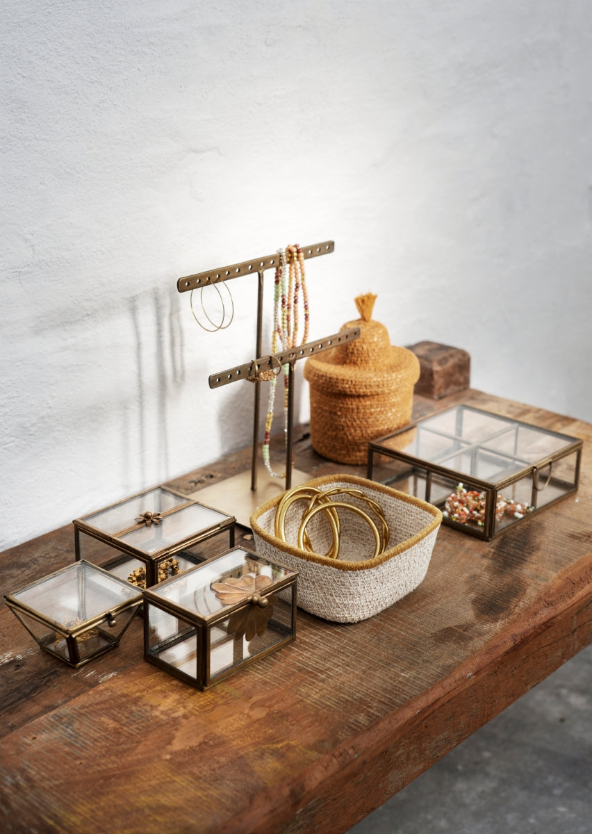 Aged Brass Glass Box