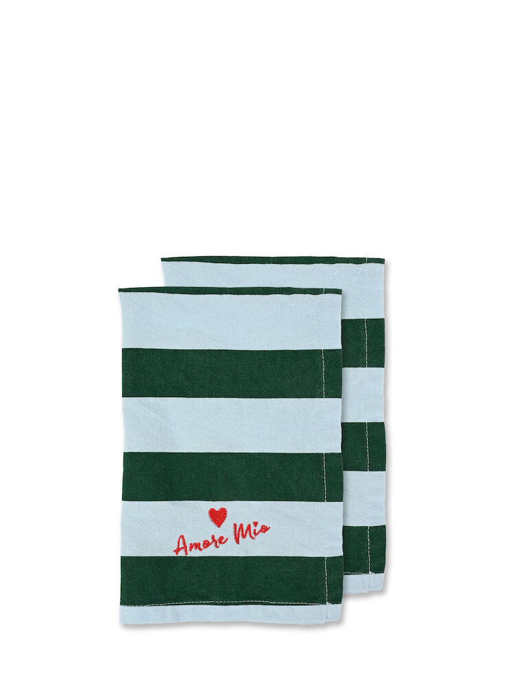 Light blue + Green Striped Napkins