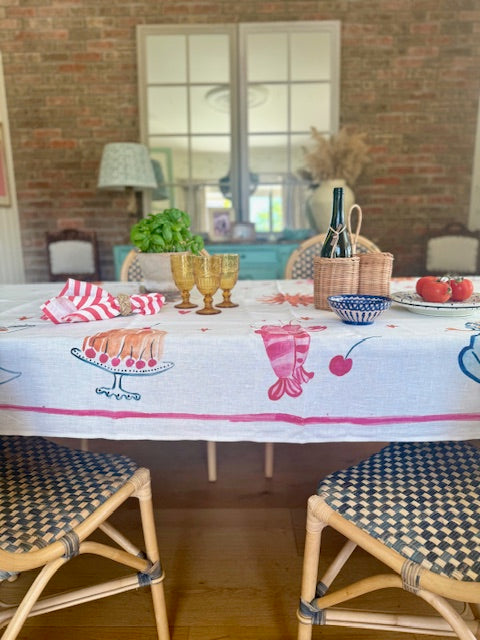 hand painted tablecloth