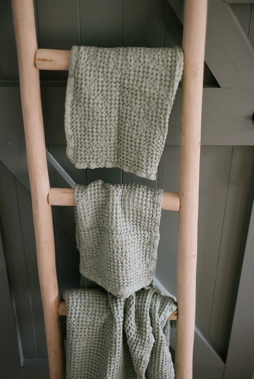 linen waffle bath towel set