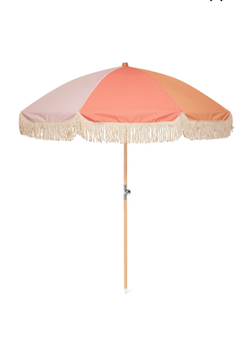 Small Retro stripe parasol, sunny peach