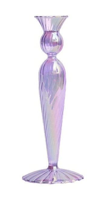 Rainbow lilac glass candlestick