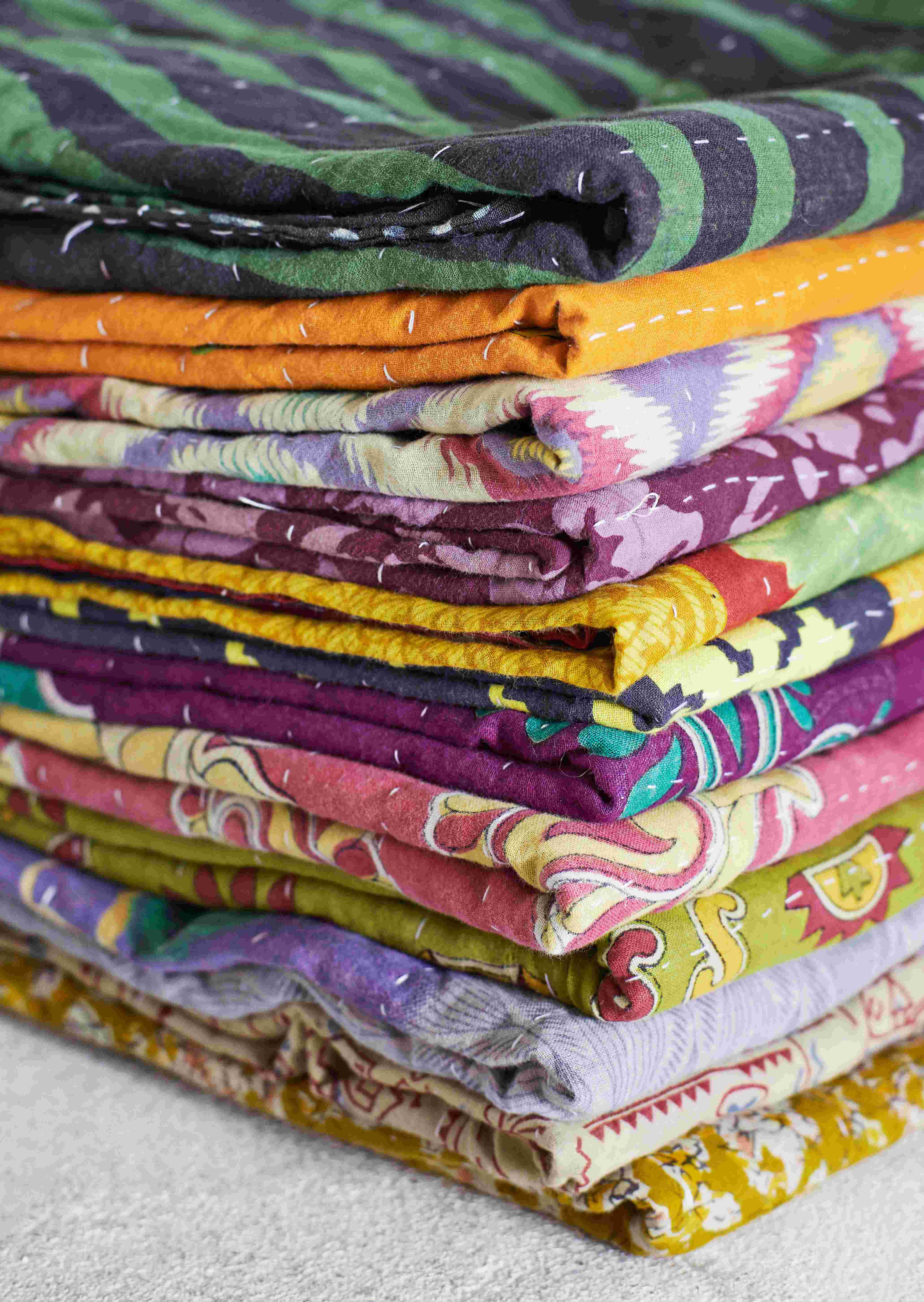 recycled cotton Kantha throws