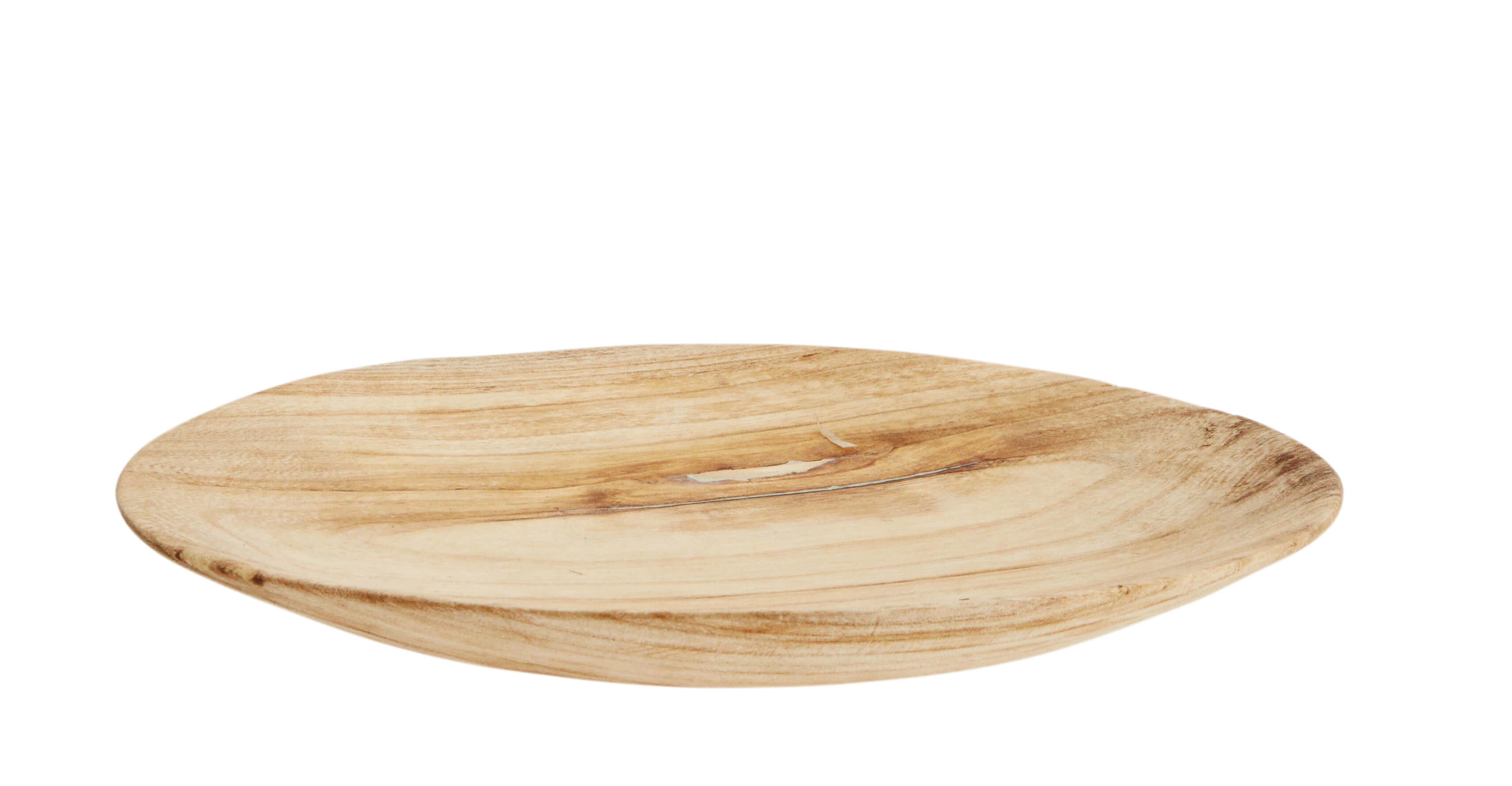 Side view of wood plate on white background
