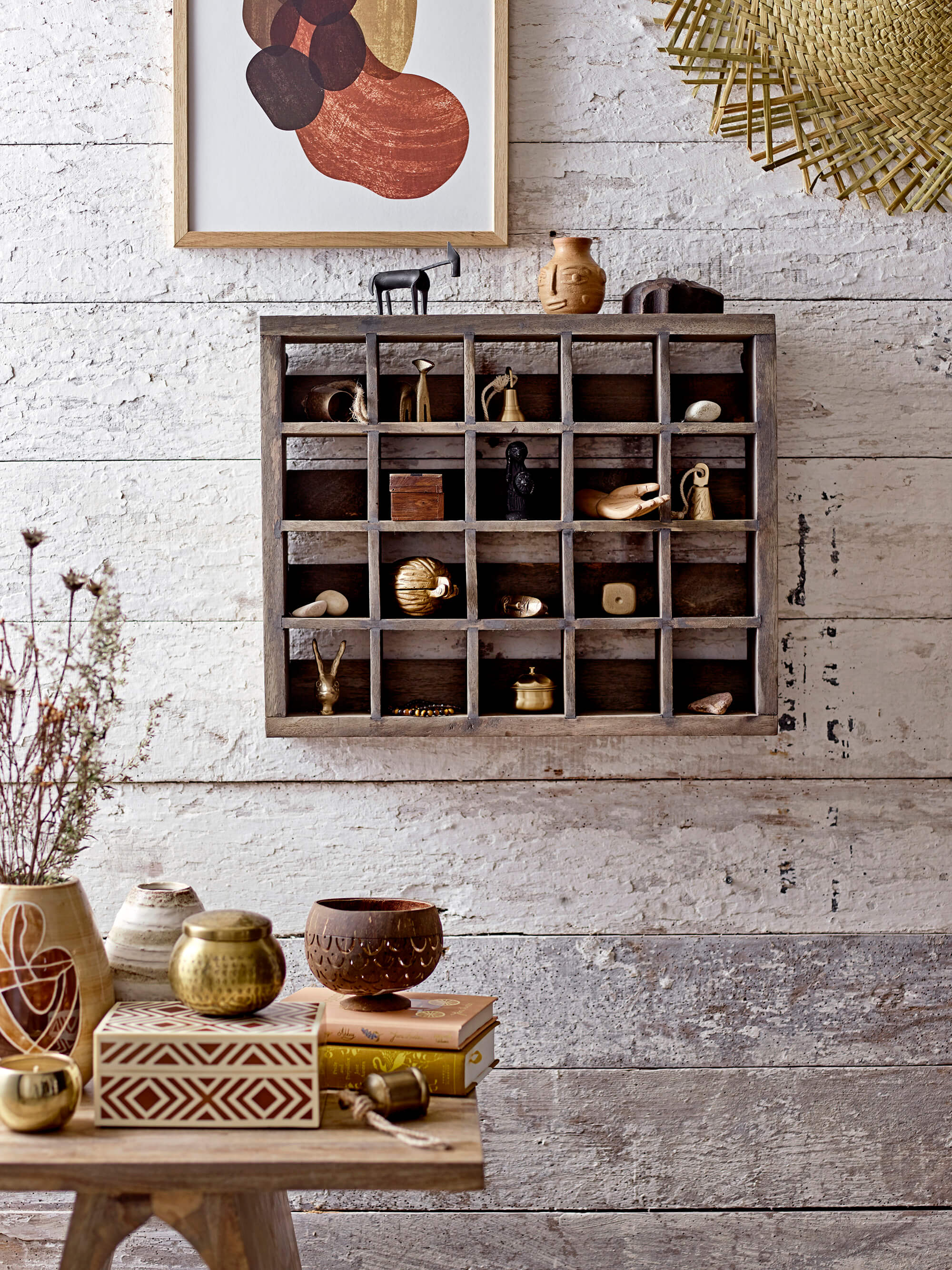 reclaimed wood wall cubby shelves