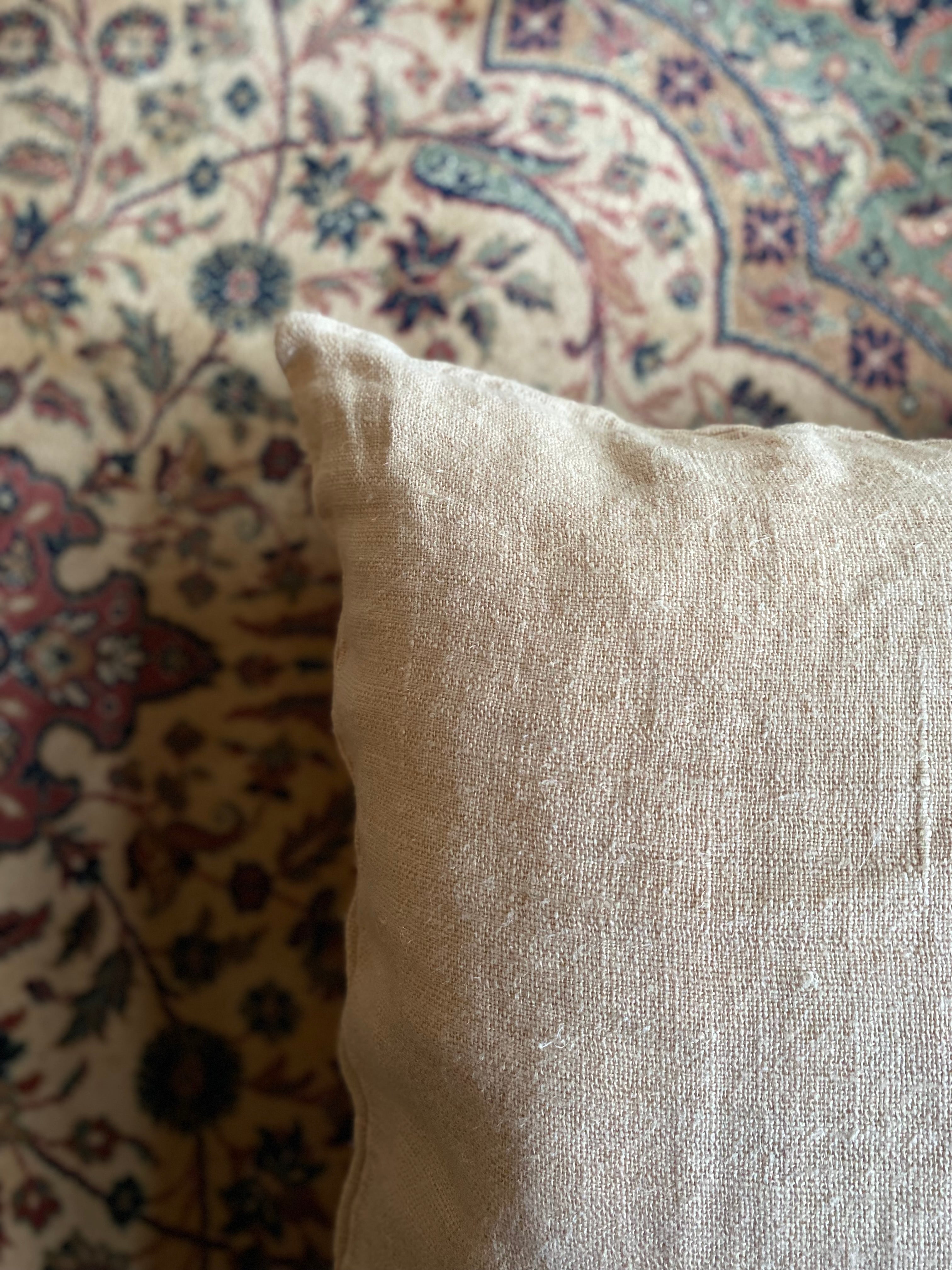 rustic linen cushion, nude pink - Amber + Willow