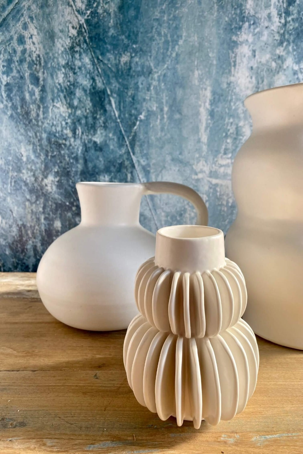 pleated white vase