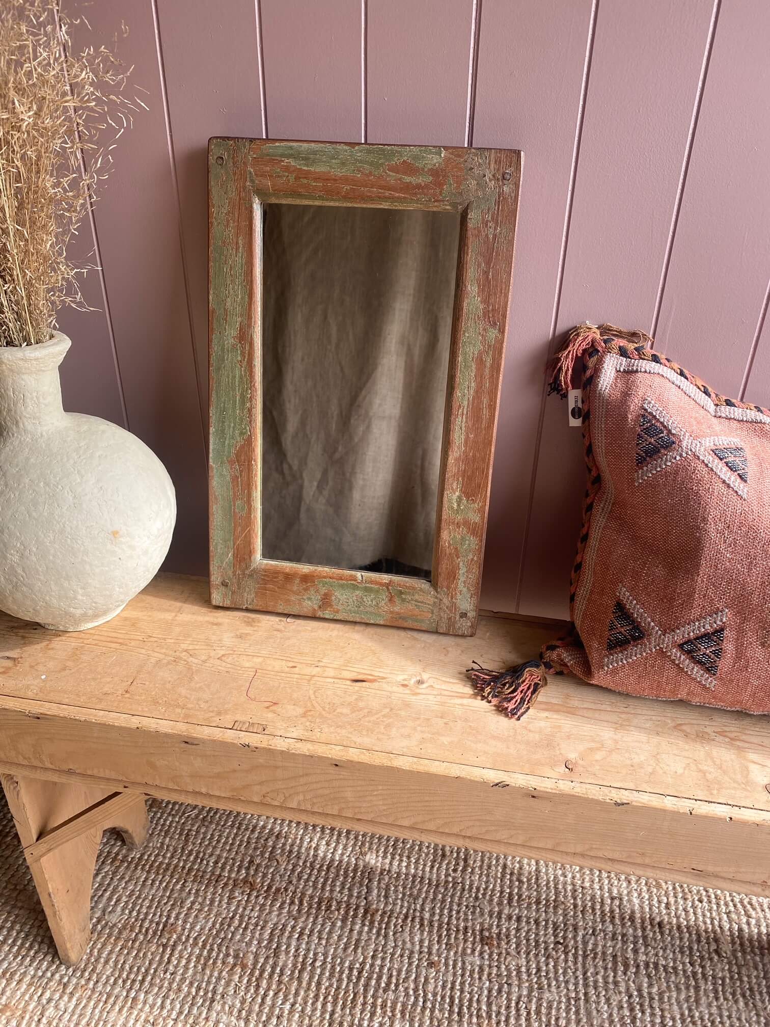 Reclaimed Wood Mirror, Green