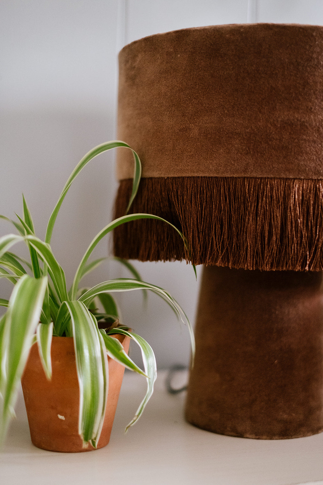 mocha velvet table lamp