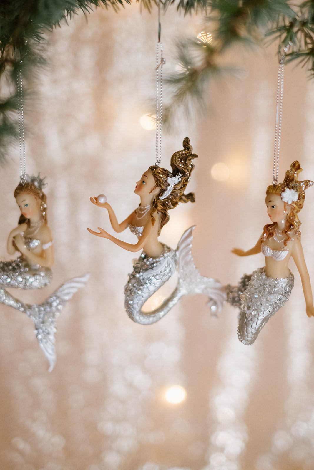 silver gilt mermaid hanging decoration - Amber + Willow