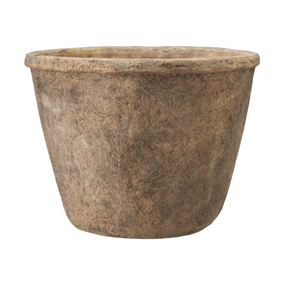 aged brown pot on white background