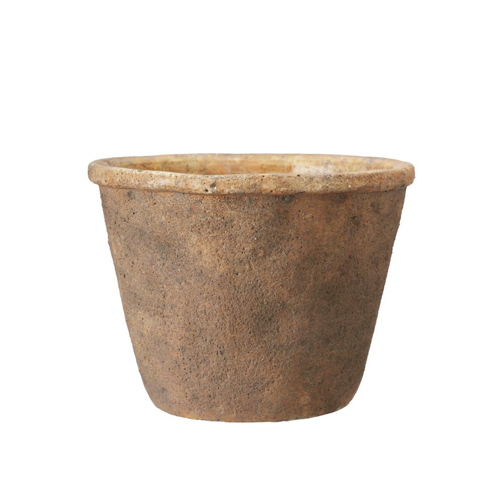 aged brown pot on white background