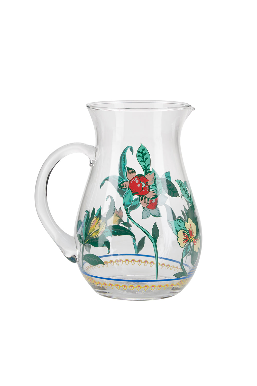 retro botanical print glass jug