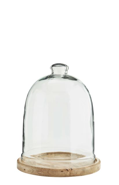 glass cover with wooden base