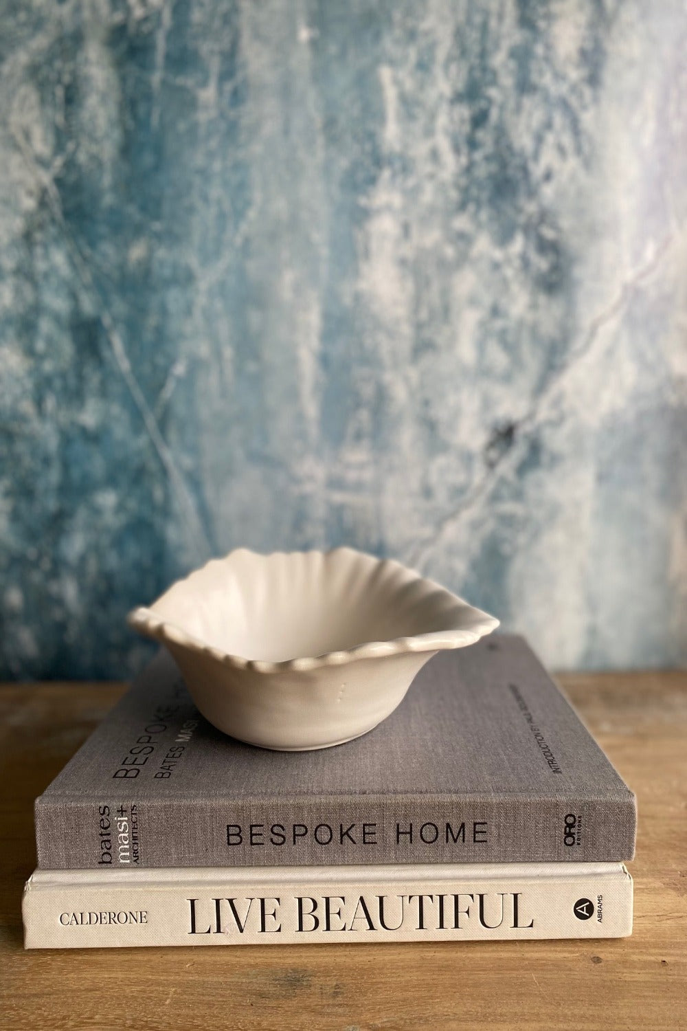 Handmade sculptural bowl in matte white finish