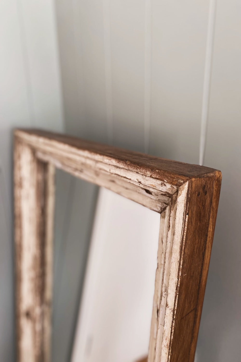 large reclaimed wood mirror, off-white