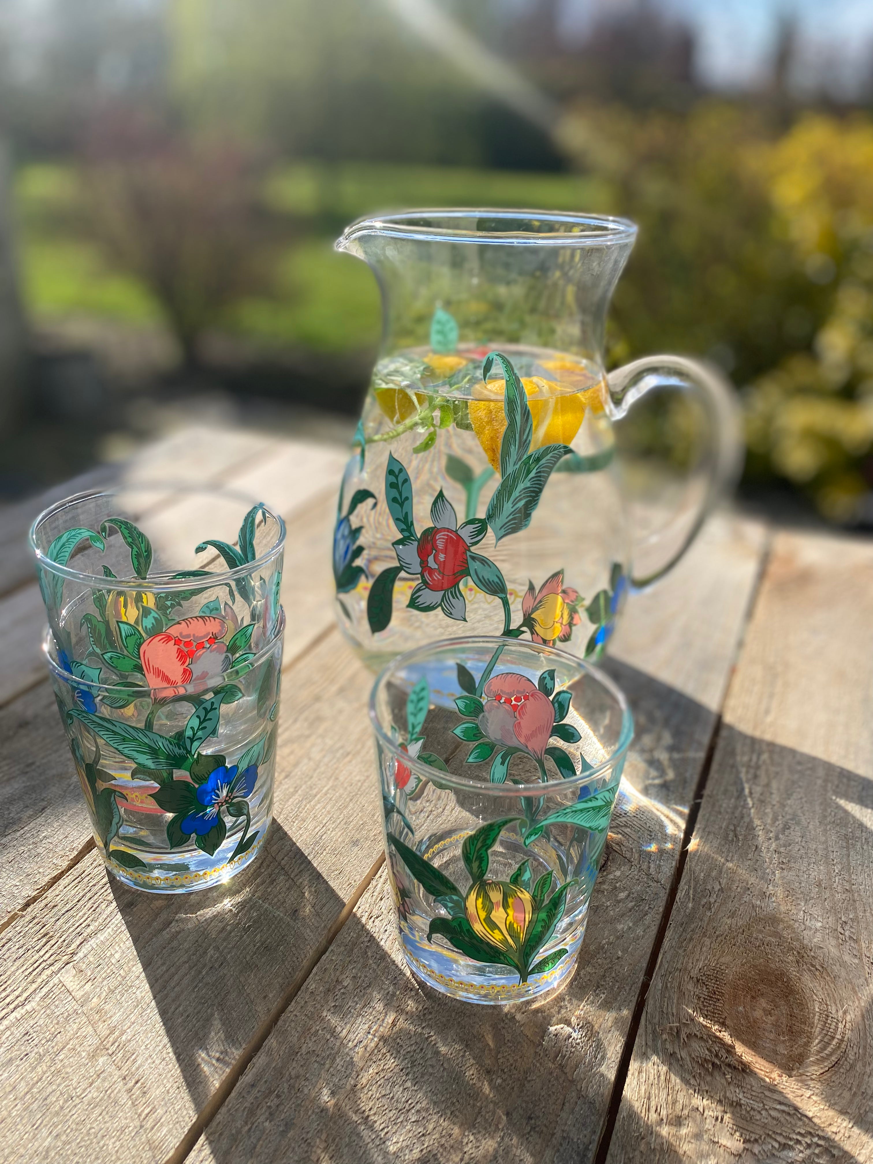 retro botanical glass jug