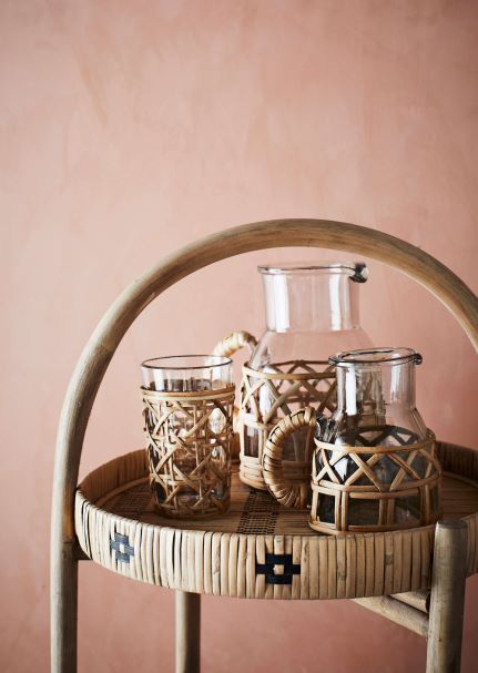 medium glass jug with cane holder